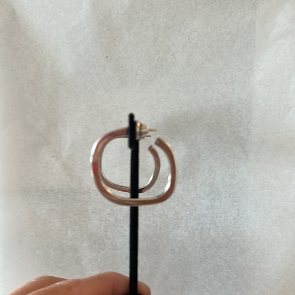 Solid Silver Square Hoop earrings - Picture 3 of 4